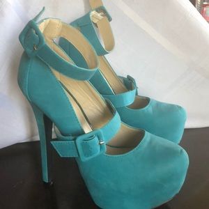 Blue heels double strap